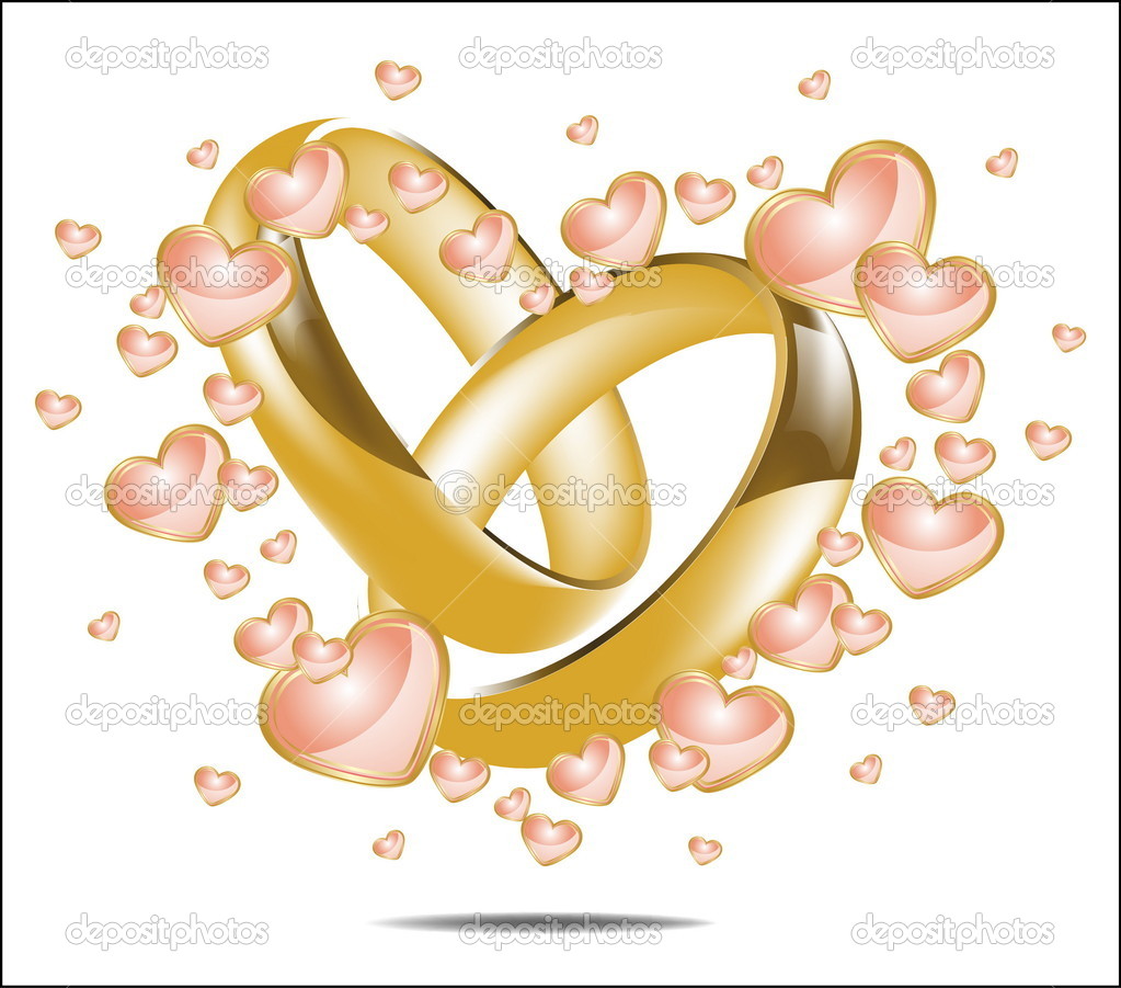 Heart and Wedding Rings Clip Art