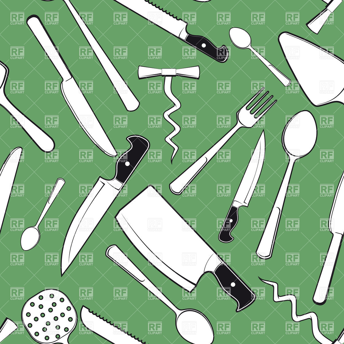 Kitchen Utensils Vector Art Background