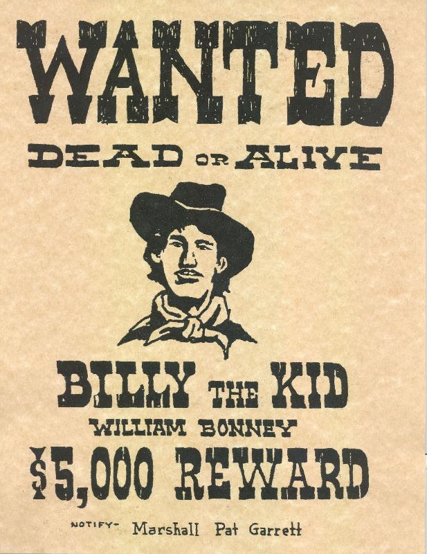 Old West Wanted Poster Billy the Kid
