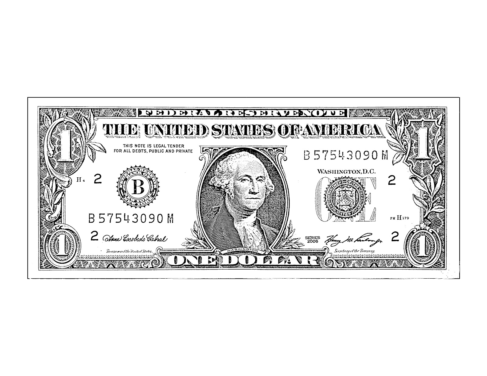 One Dollar Bill Clip Art