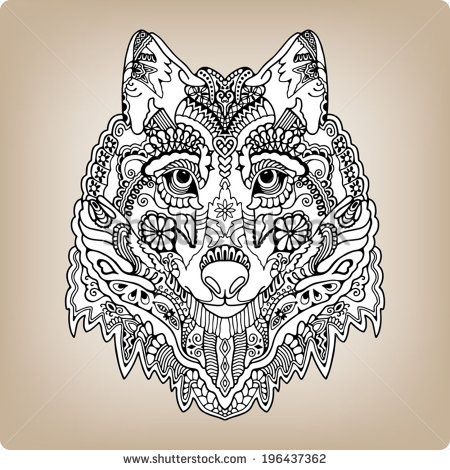 Pattern Tribal Wolf Drawings
