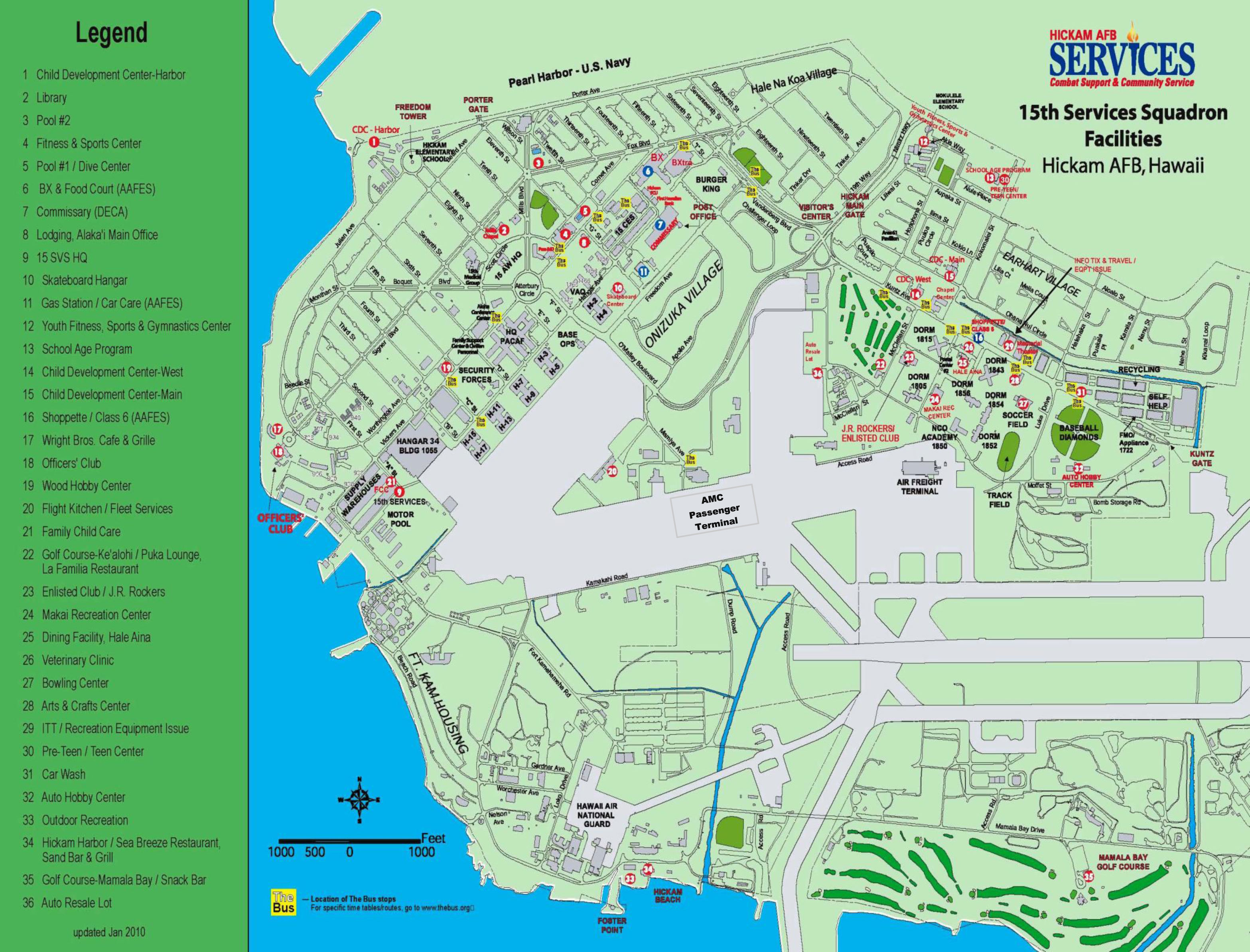 Pearl Harbor Hickam Base Map