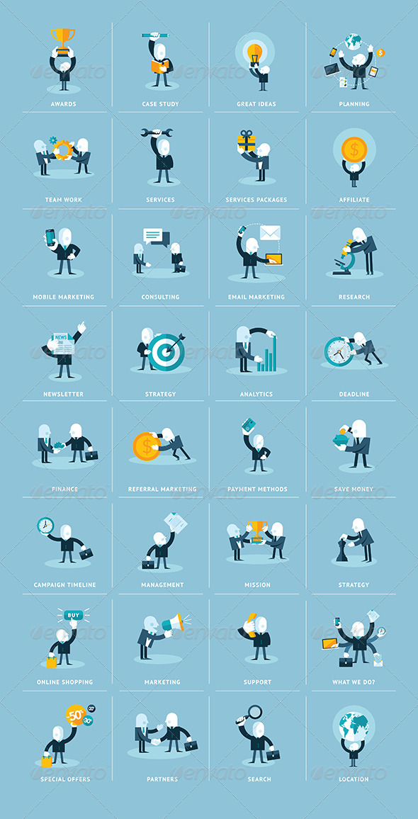 9 Business Flat Icons People Images