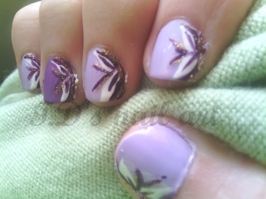 Purple and White Flower Nail Designs