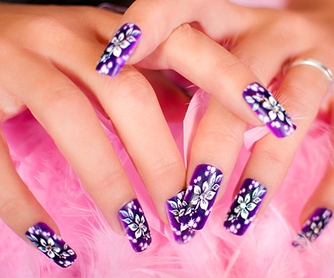 Purple and White Nail Art Designs