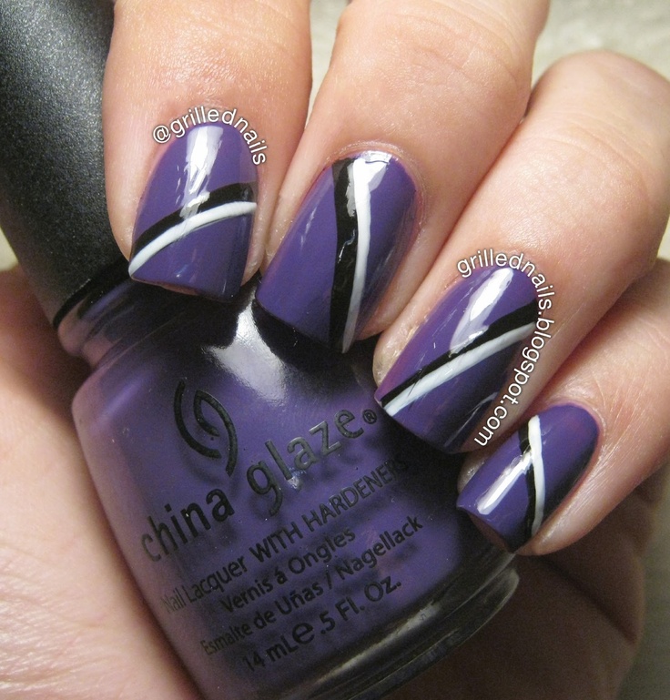 Purple Black and White Nail Designs