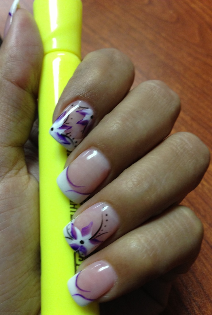 14 Purple Flower Nail Designs Images