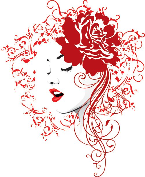 7 Flower Woman Face Vector Images