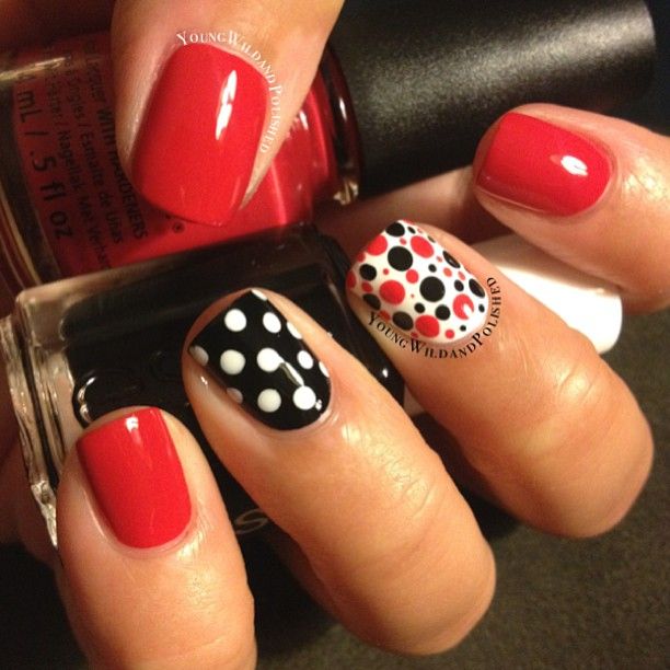 Red White and Black Nail Art