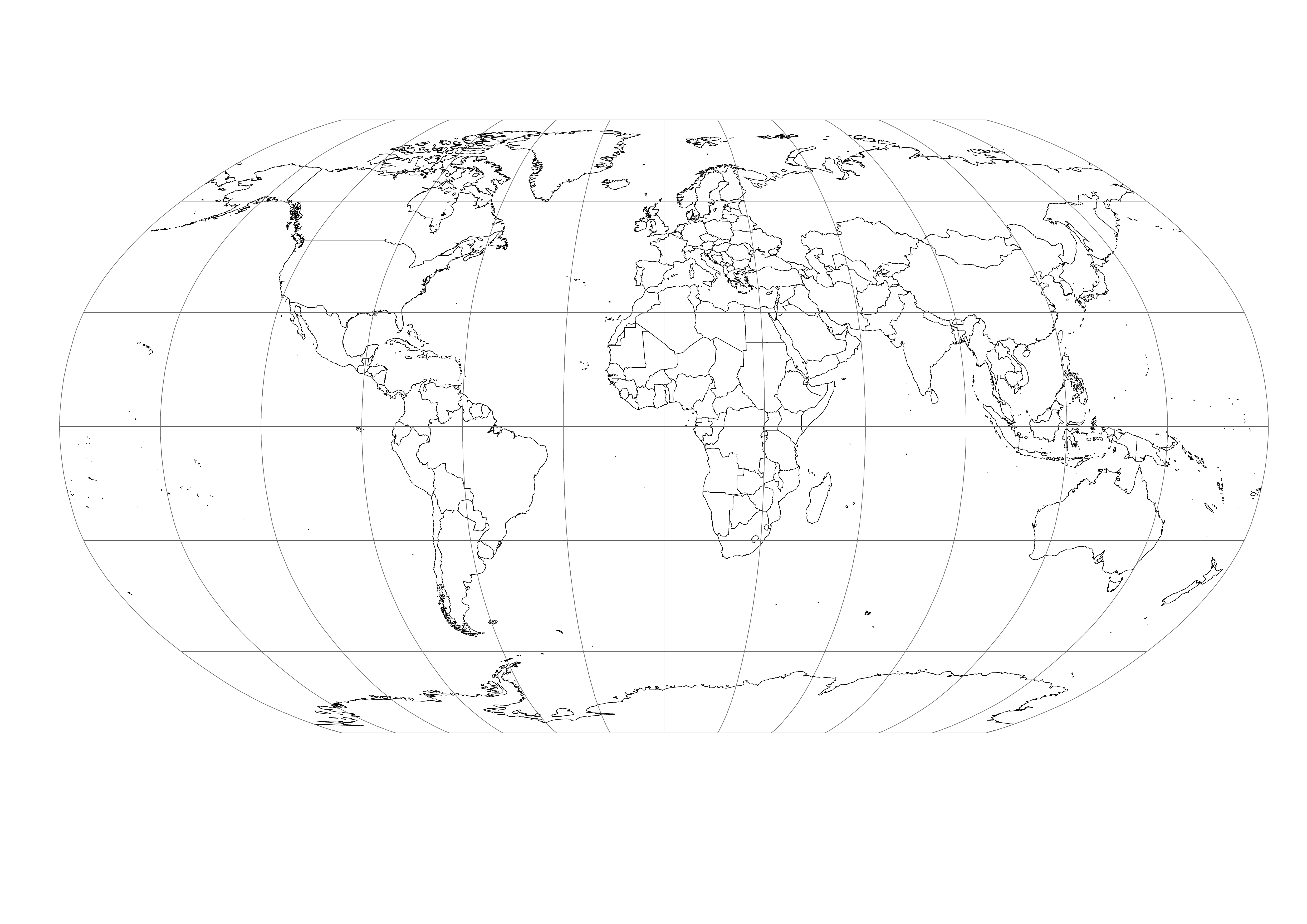 Robinson Projection World Map with Countries