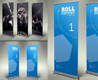 Roll Up Banner PSD Mockups