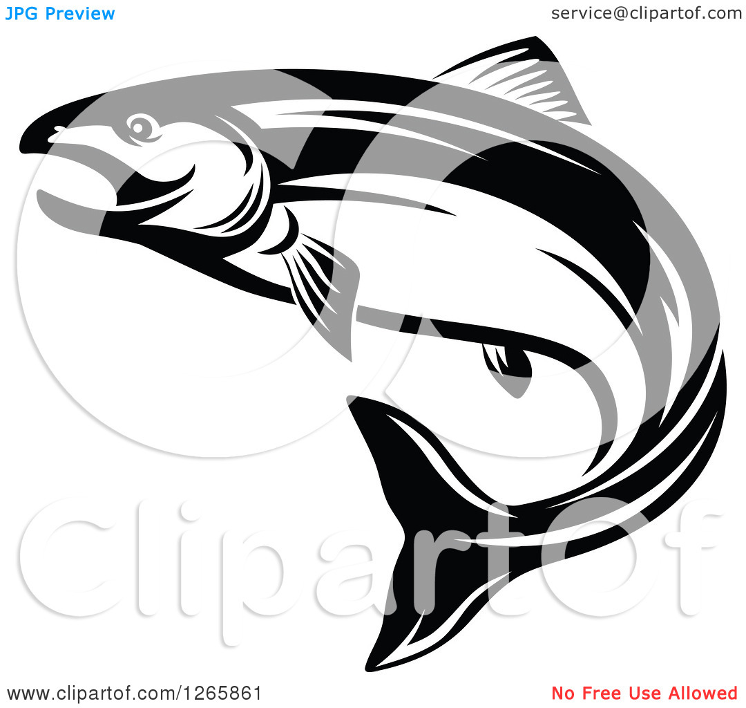 Salmon Clip Art Black and White