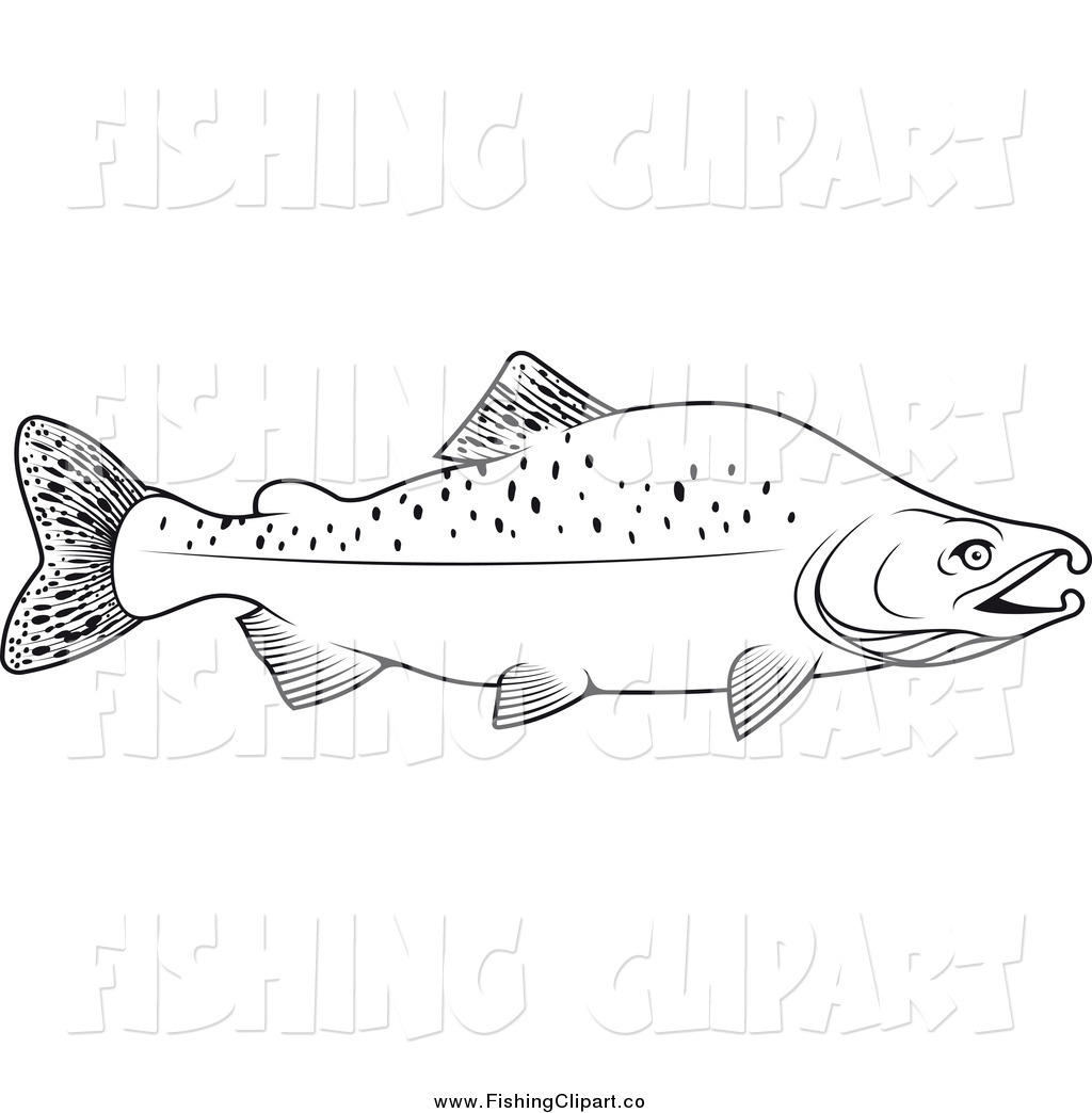 Salmon Clip Art Black and White