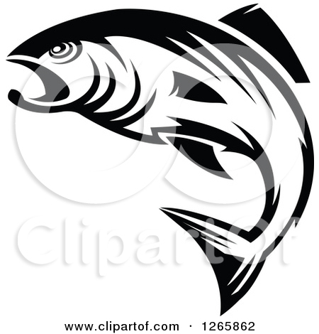 Salmon Fish Clip Art Black and White