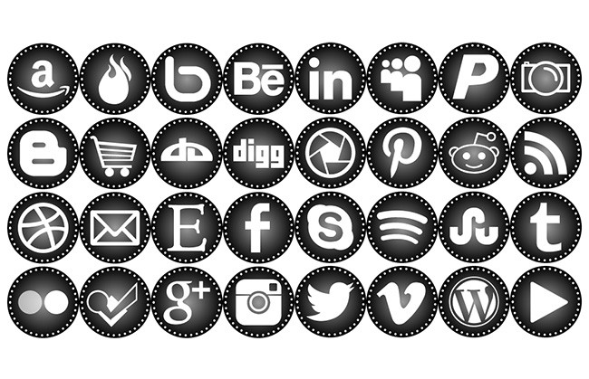 Social Media Icons Black and White