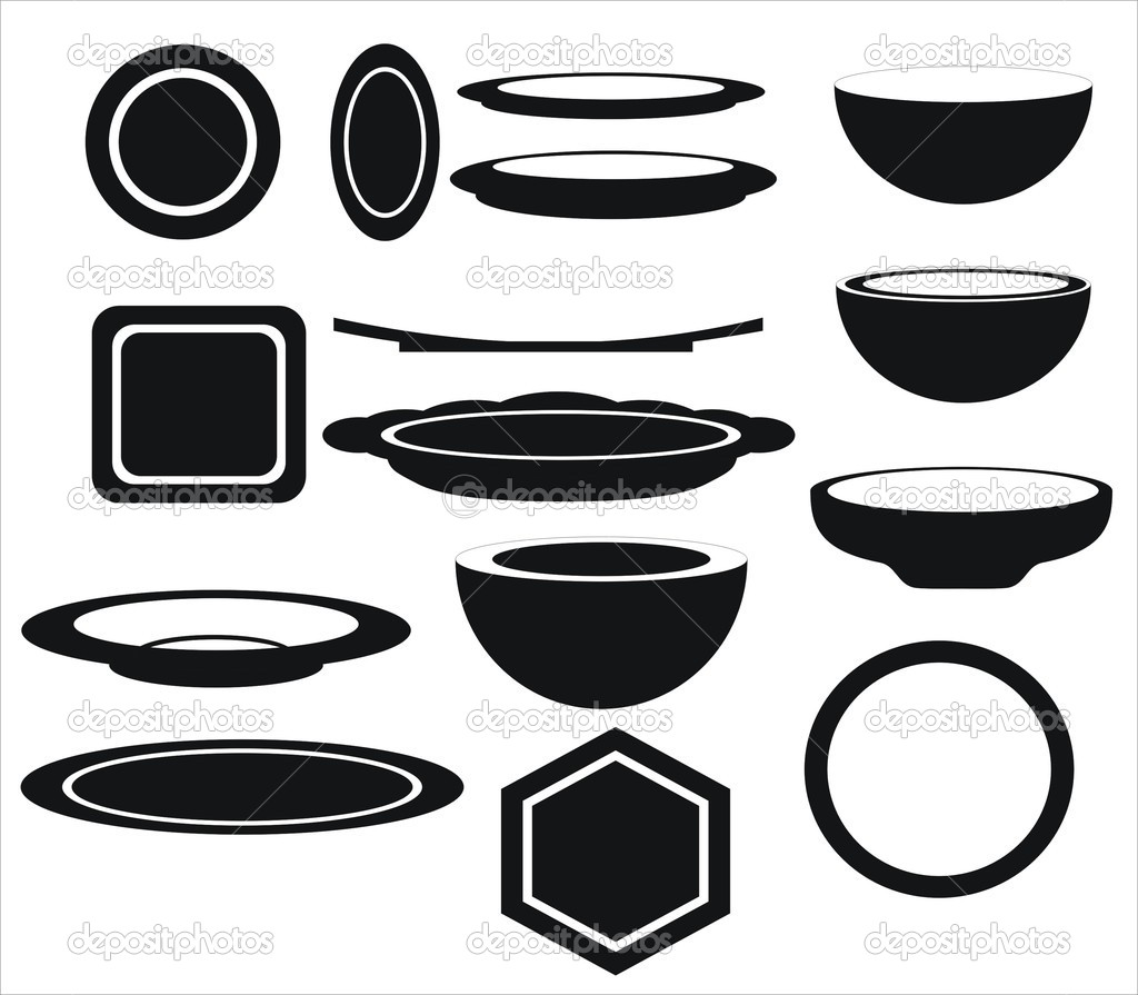 Vector Silhouette Kitchen Plates