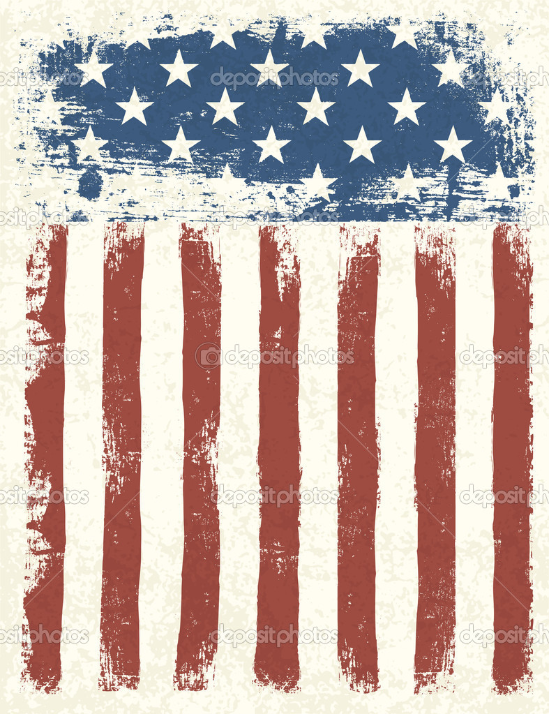 Vertical American Flag Grunge Vector