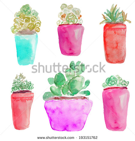 Watercolor Succulent Clip Art