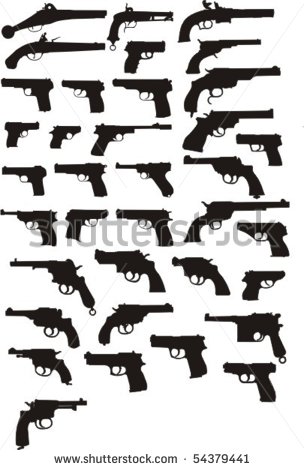 Western Guns Silhouette Vector