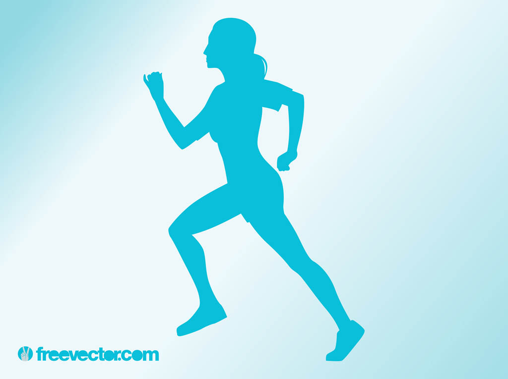 Woman Running Vector Clip Art