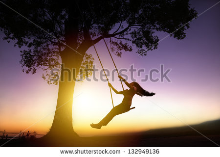 Woman Sitting On Swing Silhouette