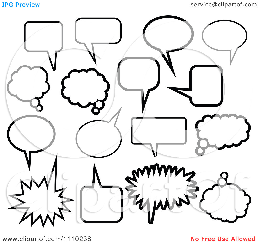 Word Balloon Clip Art Black and White