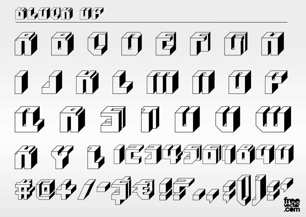 3D Block Letters Font Alphabet