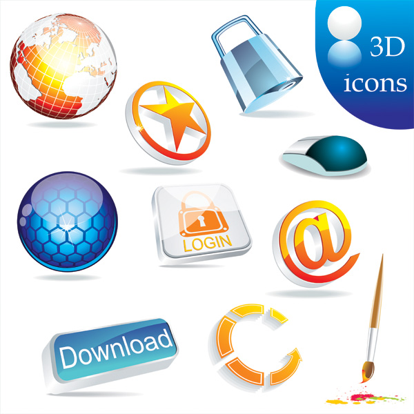 3D Icons Vector Free Download