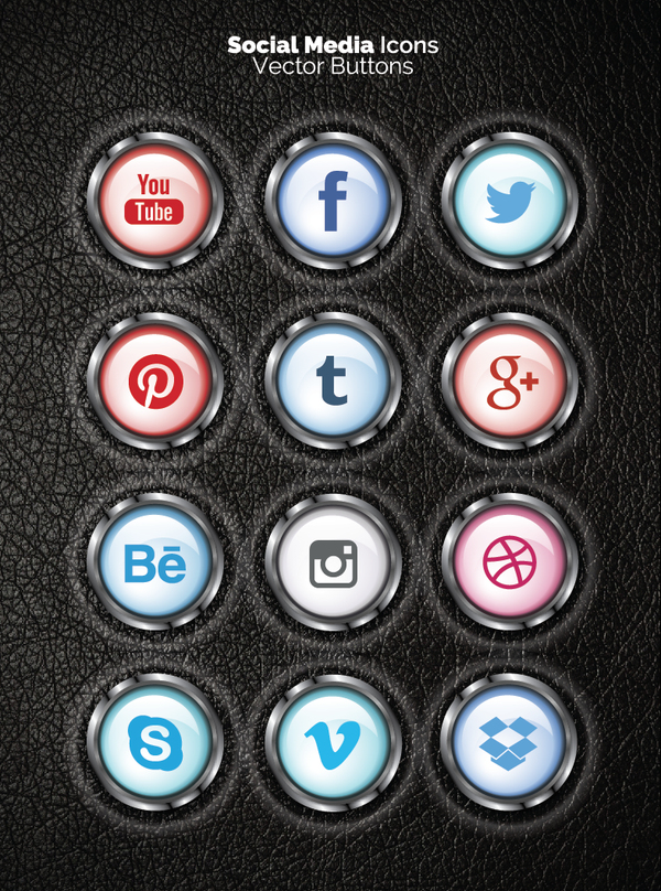 3D Social Media Icons Vector