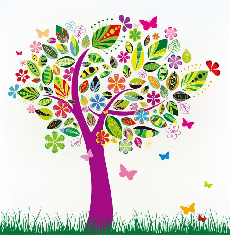 Abstract Tree with Flower Patterns Abstract Tree with Flower Patterns