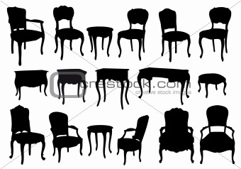 Antique Table and Chairs Illustrations