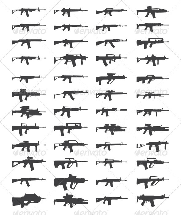 15 Assault Rifle Silhouette Vectors Images