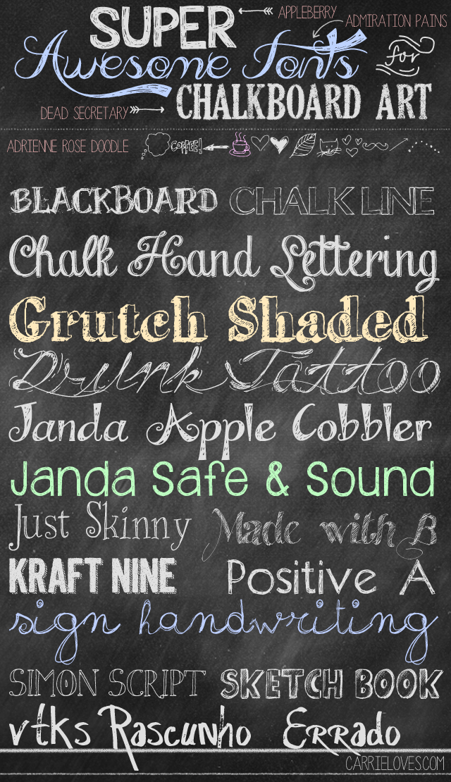 12 Chalkboard Art Fonts Cursive Images