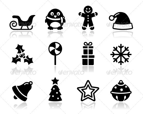 Black and White Christmas Icons