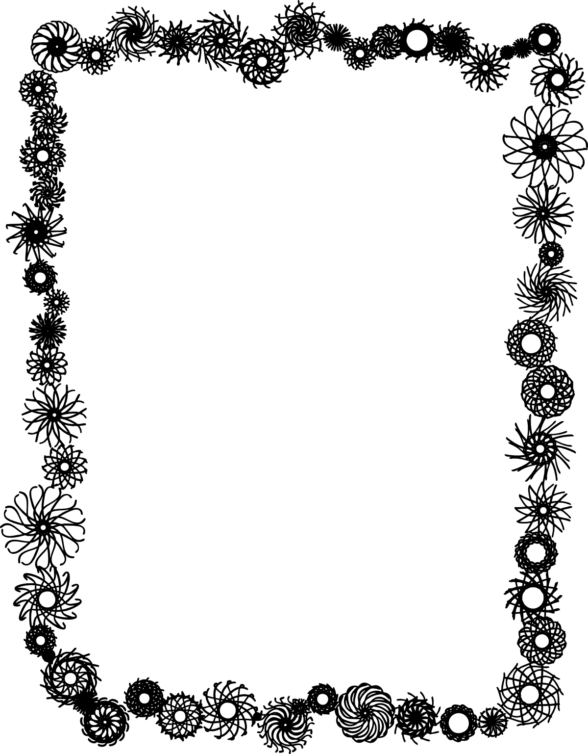 Black and White Flower Border Clip Art