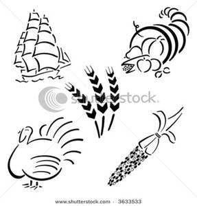 Black and White Thanksgiving Clip Art