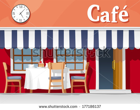 Cafe Table and Chairs with Coffee Cup