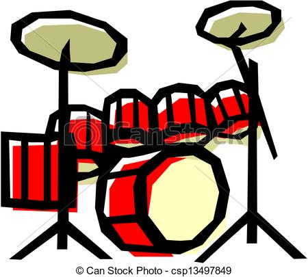 Cartoon Drum Set Clip Art