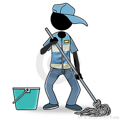 Cartoon Person Cleaning