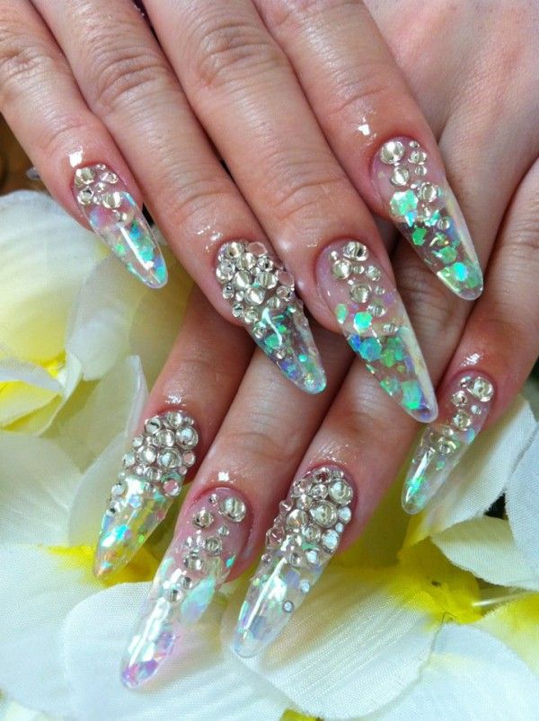 Clear Nails with Designs