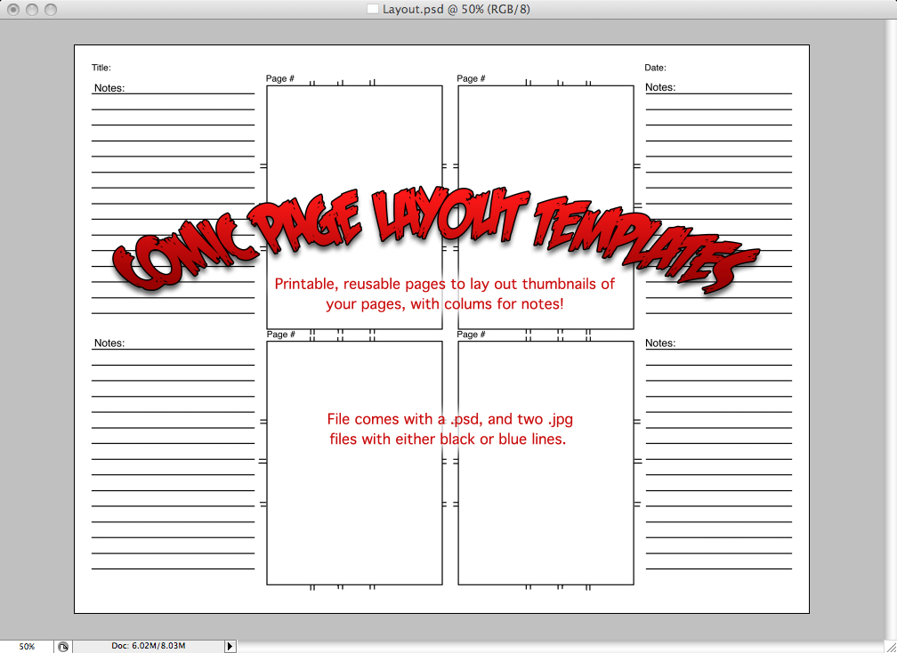 Comic Book Page Layout Templates