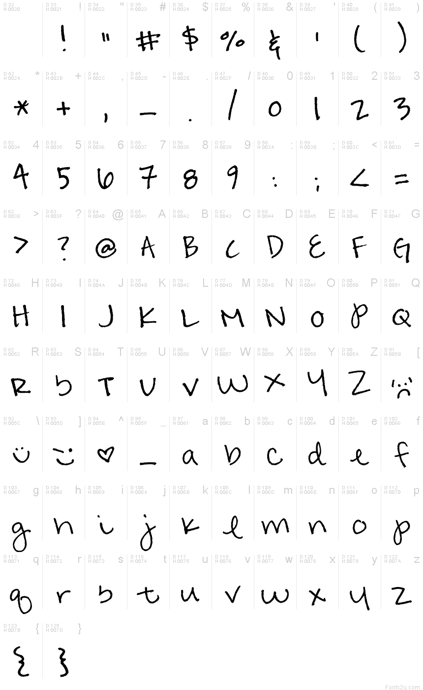 Cute Handwriting Fonts Alphabet