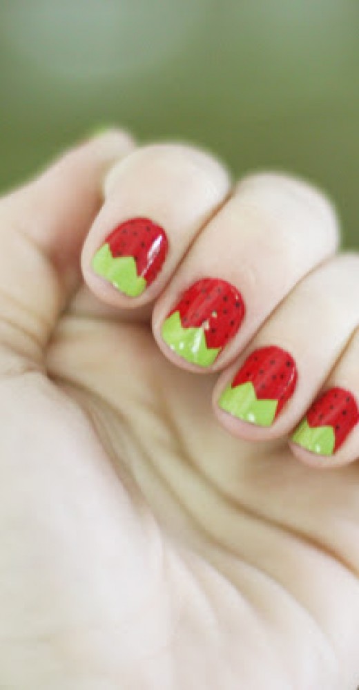 Cute Strawberry Nail Design