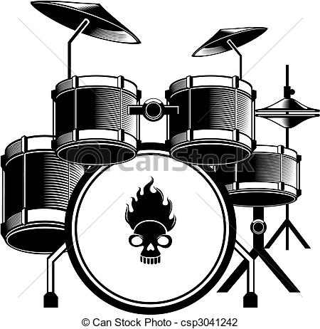 Drum Set Clip Art Black and White