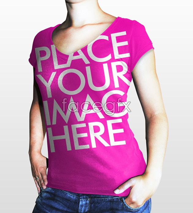 Female T-Shirt Template PSD