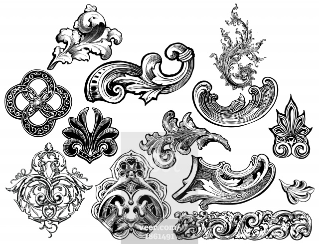 Floral Scroll Vectors