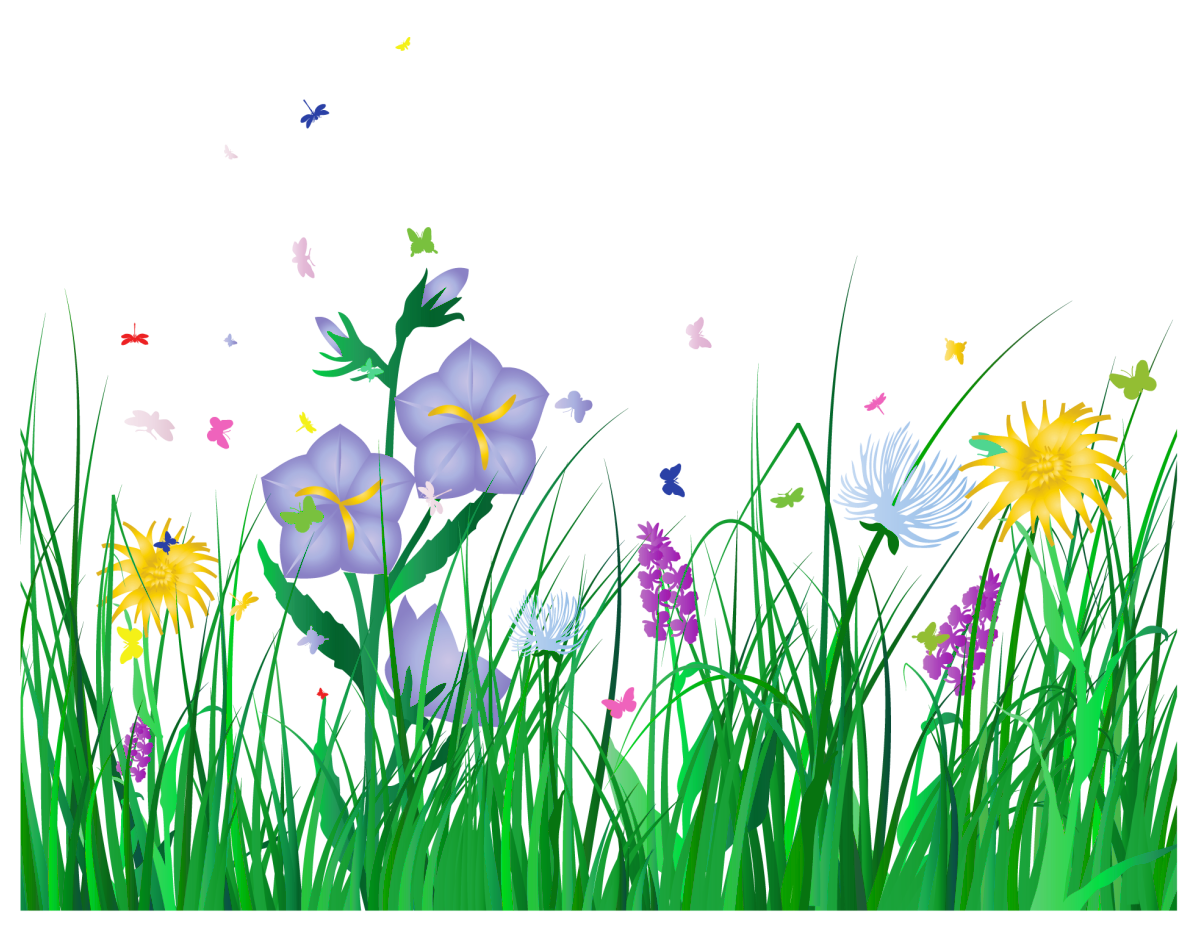 Flowers in Grass Clip Art Transparent