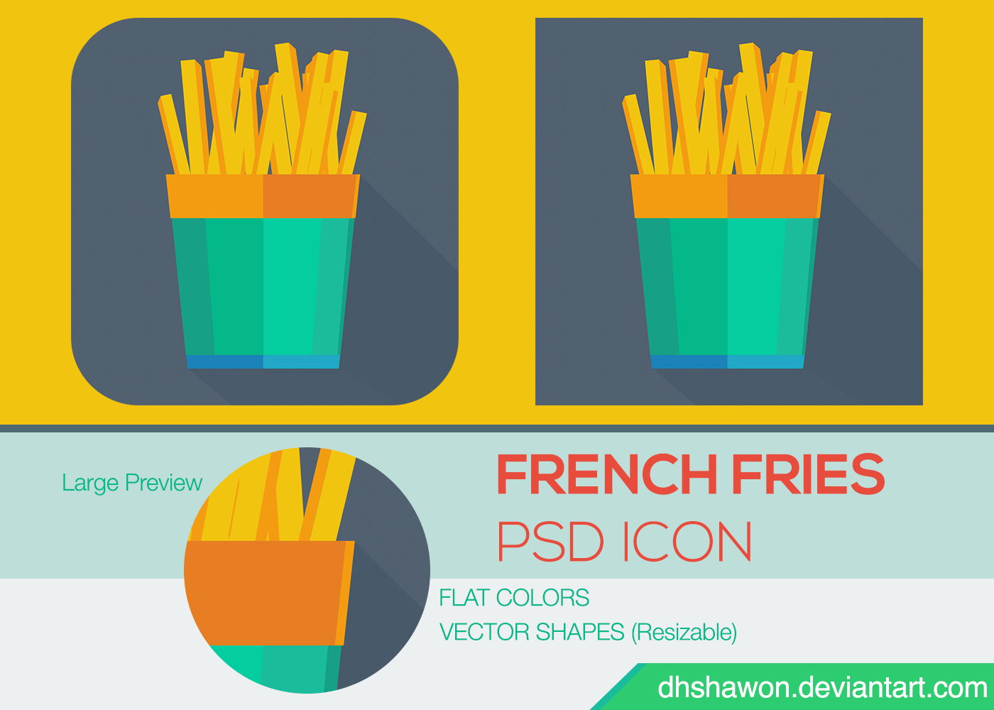 French Fries Icon Flat