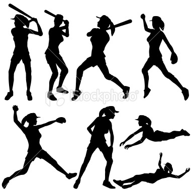 Girls Softball Silhouette Clip Art
