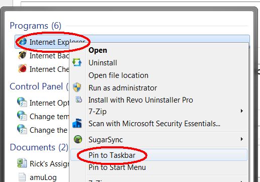 Internet Explorer Icon Missing From Taskbar Internet Explorer Icon Missing From Taskbar